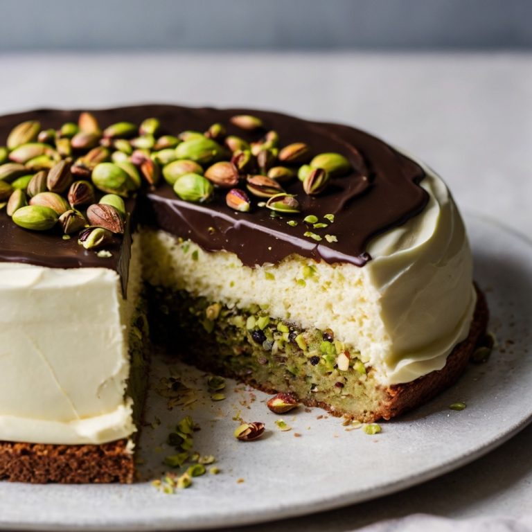 Ciasto Pistacjowe Bez Mąki z Ganache Czekoladowym: Pyszne i Eleganckie