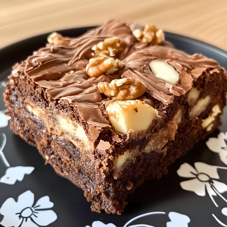 Brownie z białą czekoladą i orzechami włoskimi