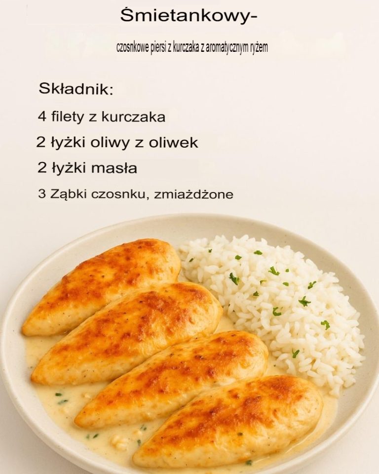 Kremowa pierś z kurczaka w czosnku z aromatycznym ryżem