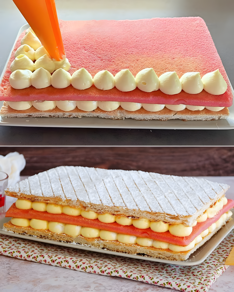 Mille-feuille Dyplomatyczny: 🎂  z kremem waniliowym i malinowym żelkiem